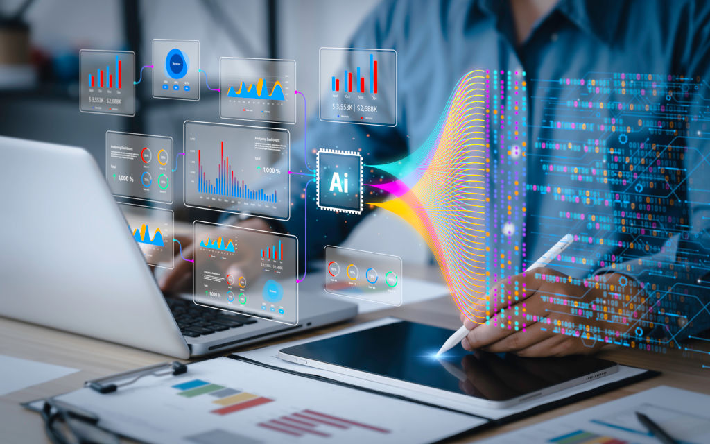 Analytics dashboards and AI technology image