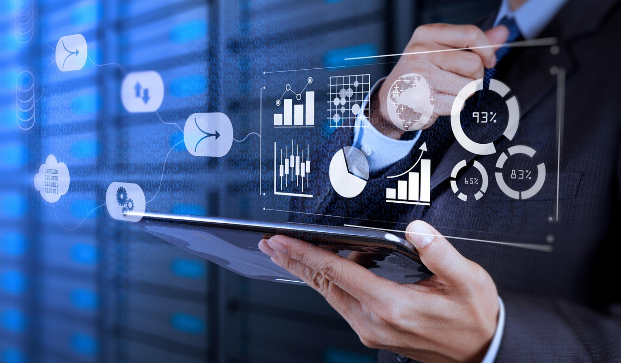 Technology interface with analytics graphics